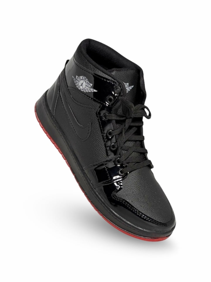 High-Top Sneakers with Red Sole