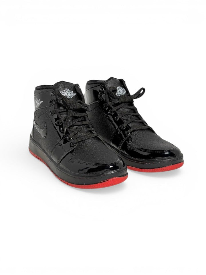 High-Top Sneakers with Red Sole