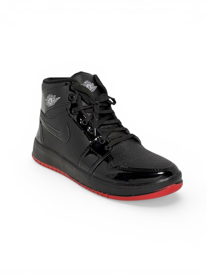 High-Top Sneakers with Red Sole
