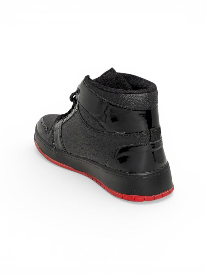 High-Top Sneakers with Red Sole