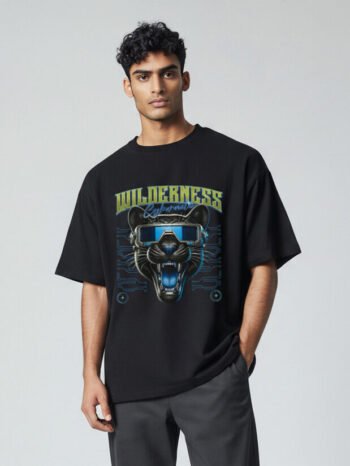 Wilderness Cybernetic T-Shirt – Oversized Graphic Panther Tee