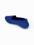 Navy blue knit ballet flats for women in dynamic duo pose