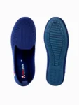 Navy blue knit ballet flats for women in dynamic duo pose