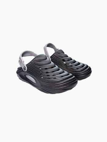 Obsidian Wave Black & Grey Perforated Clogs