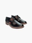 Ebony Elite Black PU Derby Shoes with Tan Laces
