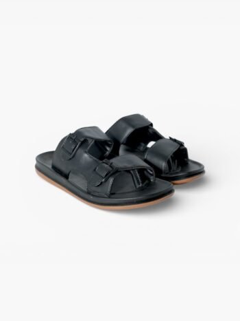 Urban Core Men’s Black Comfort Sandals – Dual Strap Design