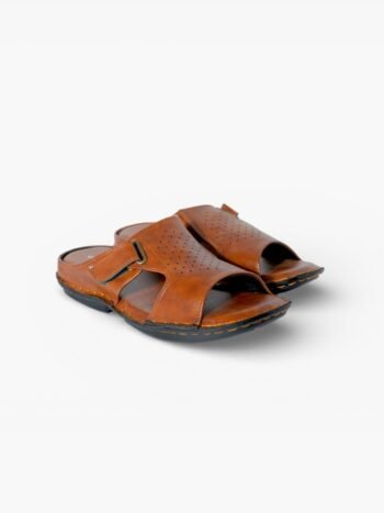 Heritage Ease Men’s Brown Slip-On Sandals – Perforated Leather