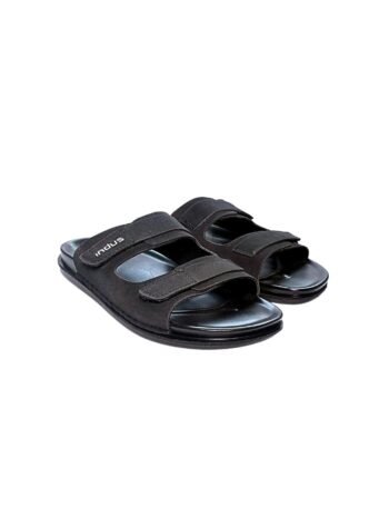 Glide Black Nubuck Velcro Sandals