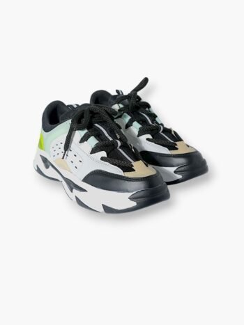 AeroFlex Black & White Chunky Sneakers with Neon Accent