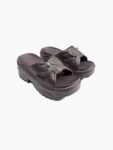 Brown Cross-Strap Platform Slides