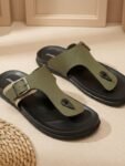 Olive Buckle Thong Sandals